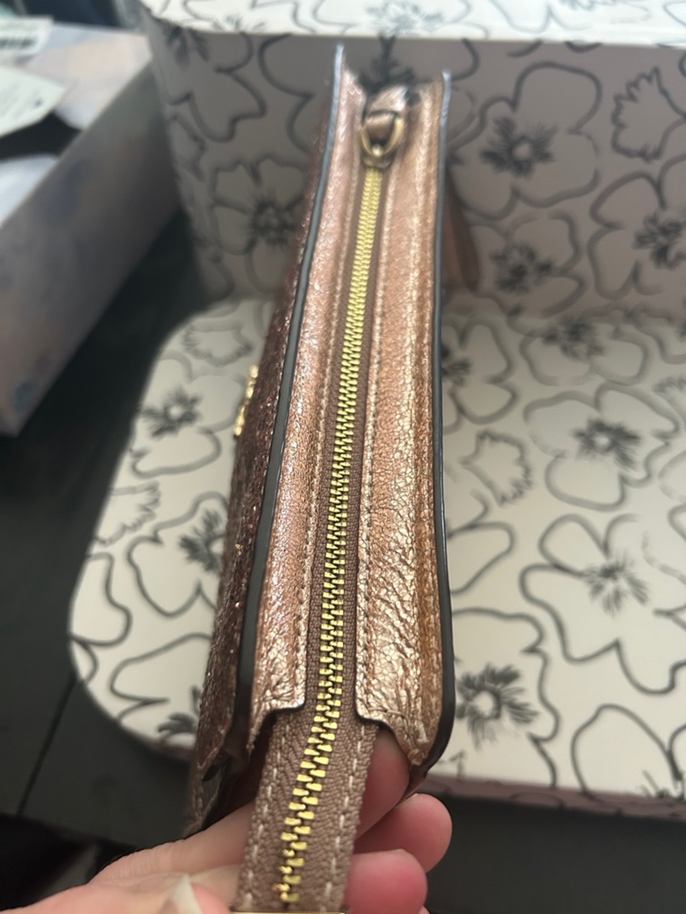 Coach Flap Clutch in Rose Gold Crinkle
Metallic Glitter wristlet/clutch - Picture 11 of 13